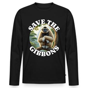 Gibon à crête - T-shirt manches longues Premium bio Homme - noir - Devant - Nico (187cm)