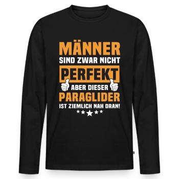 Dictons amusants sur le parapente - T-shirt manches longues Premium bio Homme - noir - Devant - Nico (187cm)