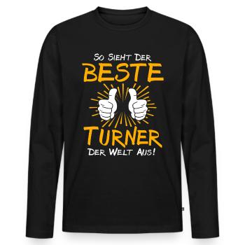 Turner Gift Idea - Men's Premium Organic Long Sleeve Shirt - black - Front - Nico (187cm)