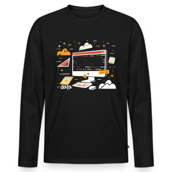 Codage des données de l’analyste comportemental - T-shirt manches longues Premium bio Homme - noir - Devant - Nico (187cm)