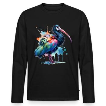 Northern Bald Ibis - Men's Premium Organic Long Sleeve Shirt - black - Front - Nico (187cm)