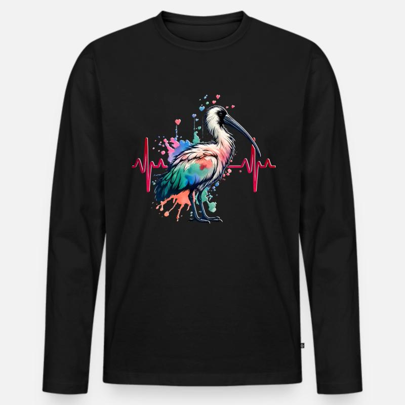 Waldrapp EKG Storch - Männer Premium Bio Langarmshirt - Schwarz
