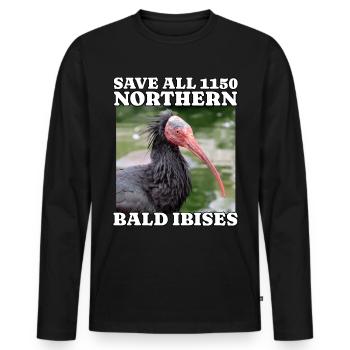 Save Northern Bald Ibis - Men's Premium Organic Long Sleeve Shirt - black - Front - Nico (187cm)
