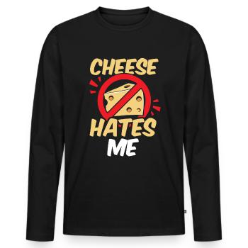 Tolérant au lactose ou intolérant au lactose - T-shirt manches longues Premium bio Homme - noir - Devant - Nico (187cm)