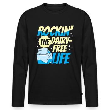Tolérant au lactose ou intolérant au lactose - T-shirt manches longues Premium bio Homme - noir - Devant - Nico (187cm)