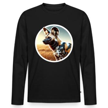 Afrikanischer Wildhund - Männer Premium Bio Langarmshirt - Schwarz - Vorne - Nico (187cm)
