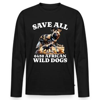Save African Wild Dog - Men's Premium Organic Long Sleeve Shirt - black - Front - Nico (187cm)