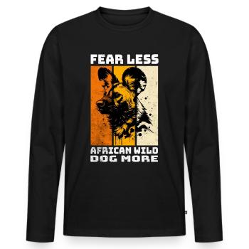 African Wild Dog Afrikanischer Wildhund - Men's Premium Organic Long Sleeve Shirt - black - Front - Nico (187cm)