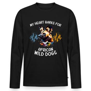 africanAfrican wild dog heartline - Men's Premium Organic Long Sleeve Shirt - black - Front - Nico (187cm)