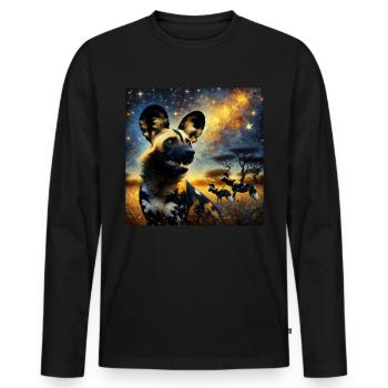 African Wild Dog Starry Night - Men's Premium Organic Long Sleeve Shirt - black - Front - Nico (187cm)
