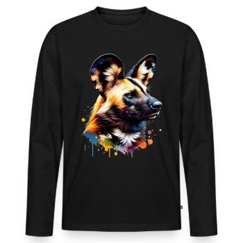 aAfrican wild dog - Men's Premium Organic Long Sleeve Shirt - black - Front - Nico (187cm)