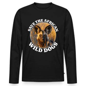 Afrikanischer Wildhund - Männer Premium Bio Langarmshirt - Schwarz - Vorne - Nico (187cm)
