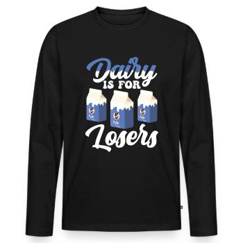Tolérant au lactose ou intolérant au lactose - T-shirt manches longues Premium bio Homme - noir - Devant - Nico (187cm)