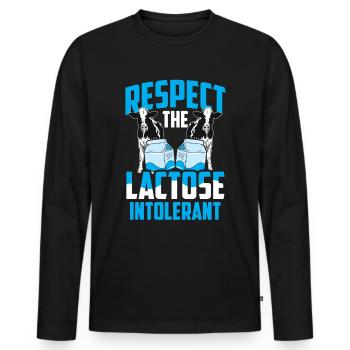 Tolérant au lactose ou intolérant au lactose - T-shirt manches longues Premium bio Homme - noir - Devant - Nico (187cm)