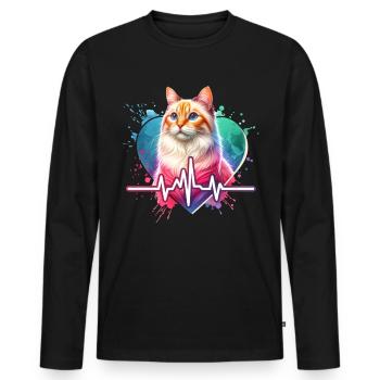 ECG de chat andin - T-shirt manches longues Premium bio Homme - noir - Devant - Nico (187cm)