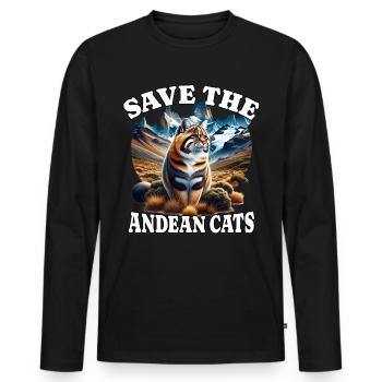 Chat Chat des Andes - T-shirt manches longues Premium bio Homme - noir - Devant - Nico (187cm)