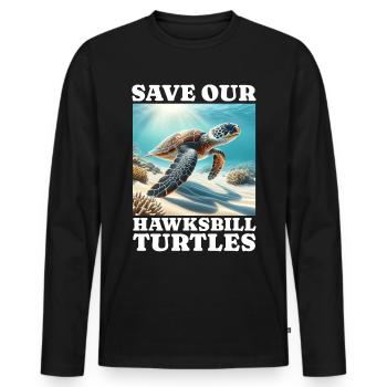 Sava hawksbill turtle - Men's Premium Organic Long Sleeve Shirt - black - Front - Nico (187cm)