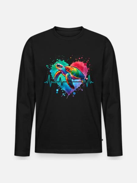Hawksbill turtle ECG - Men's Premium Organic Long Sleeve Shirt - black