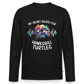 Karettschildkröte Herzlinie - Männer Premium Bio Langarmshirt - Schwarz - Vorne - Nico (187cm)