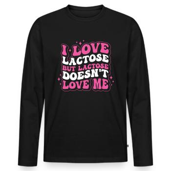 Lactose tolerant or lactose intolerant - Men's Premium Organic Long Sleeve Shirt - black - Front - Nico (187cm)