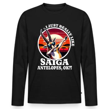 J’adore le dicton antilope saïga - T-shirt manches longues Premium bio Homme - noir - Devant - Nico (187cm)