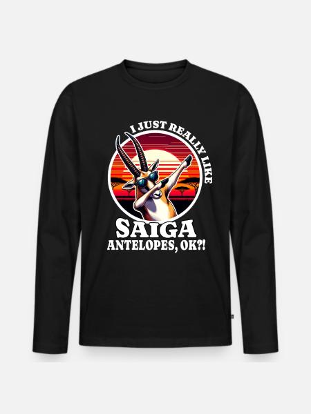 I Love Saiga Antelope Saying - Men's Premium Organic Long Sleeve Shirt - black