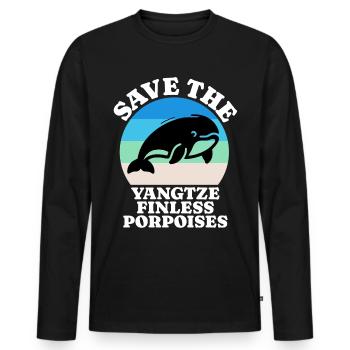Dauphin lisse du fleuve Yangtze - T-shirt manches longues Premium bio Homme - noir - Devant - Nico (187cm)