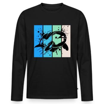 Dauphin lisse du fleuve Yangtze - T-shirt manches longues Premium bio Homme - noir - Devant - Nico (187cm)