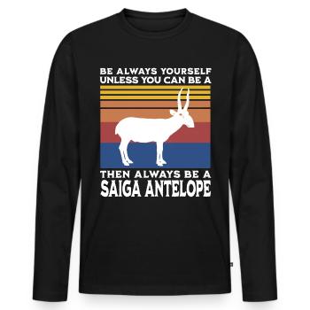 Dicton d’antilope saïga - T-shirt manches longues Premium bio Homme - noir - Devant - Nico (187cm)