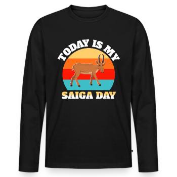 Saiga Antilope Saïga Antilope - T-shirt manches longues Premium bio Homme - noir - Devant - Nico (187cm)