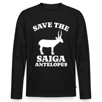 Sauvez Saiga Antelope - T-shirt manches longues Premium bio Homme - noir - Devant - Nico (187cm)