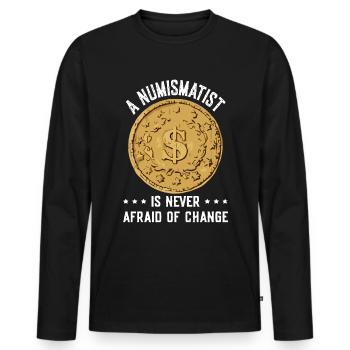 Coin Collector Definition Numismatics - Men's Premium Organic Long Sleeve Shirt - black - Front - Nico (187cm)