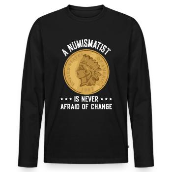 Coin Collector Definition Numismatics - Men's Premium Organic Long Sleeve Shirt - black - Front - Nico (187cm)