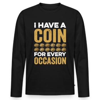 Coin Collector Definition Numismatics - Men's Premium Organic Long Sleeve Shirt - black - Front - Nico (187cm)