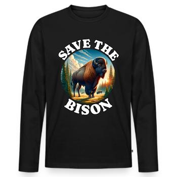Bison Prairie Bison - Men's Premium Organic Long Sleeve Shirt - black - Front - Nico (187cm)