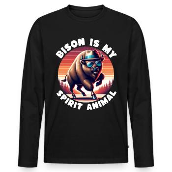 Dictons amusants de buffle - T-shirt manches longues Premium bio Homme - noir - Devant - Nico (187cm)