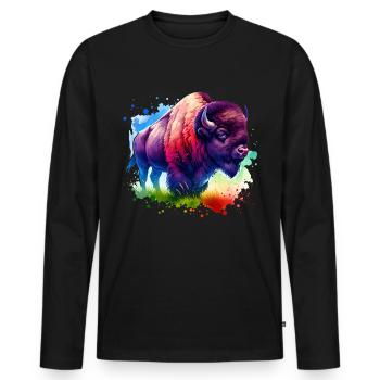 Bison Buffalo - Men's Premium Organic Long Sleeve Shirt - black - Front - Nico (187cm)