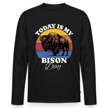 Buffalo Bison - Men's Premium Organic Long Sleeve Shirt - black - Front - Nico (187cm)