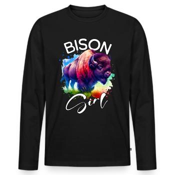 Bison Fille Buffle - T-shirt manches longues Premium bio Homme - noir - Devant - Nico (187cm)