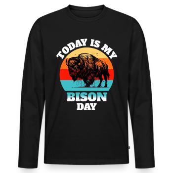 Bison de bison - T-shirt manches longues Premium bio Homme - noir - Devant - Nico (187cm)