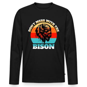 Dictons amusants de buffle - T-shirt manches longues Premium bio Homme - noir - Devant - Nico (187cm)