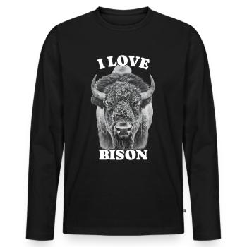 J’aime le bison J’aime le bison - T-shirt manches longues Premium bio Homme - noir - Devant - Nico (187cm)