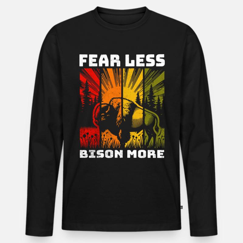 Bison Büffel - Männer Premium Bio Langarmshirt - Schwarz