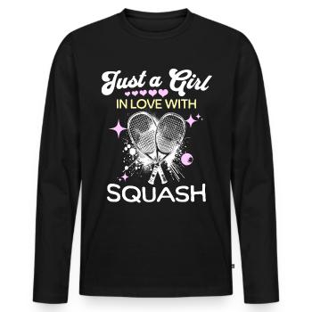 Squash Mädchen - Männer Premium Bio Langarmshirt - Schwarz - Vorne - Nico (187cm)
