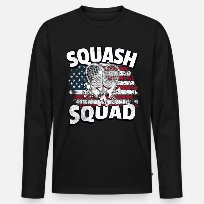 Squash Legende - Männer Premium Bio Langarmshirt - Schwarz
