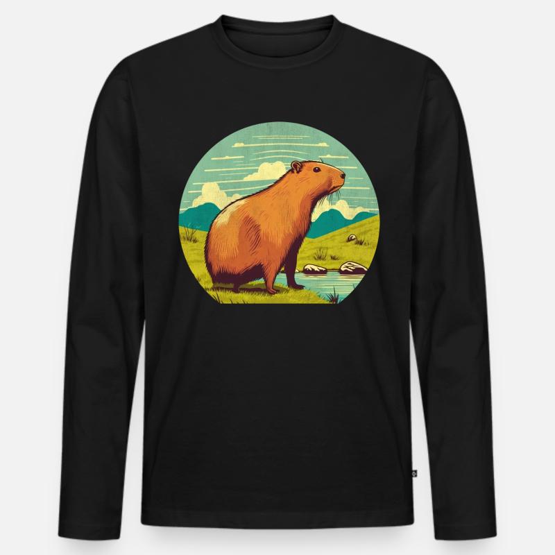 Wasserschwein - Männer Premium Bio Langarmshirt - Schwarz
