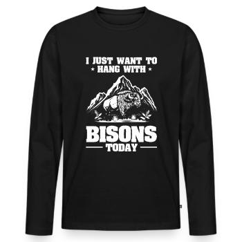 Buffalo Bison - Men's Premium Organic Long Sleeve Shirt - black - Front - Nico (187cm)