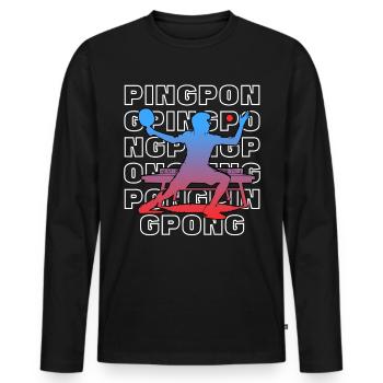 Ping Pong - Men's Premium Organic Long Sleeve Shirt - black - Front - Nico (187cm)