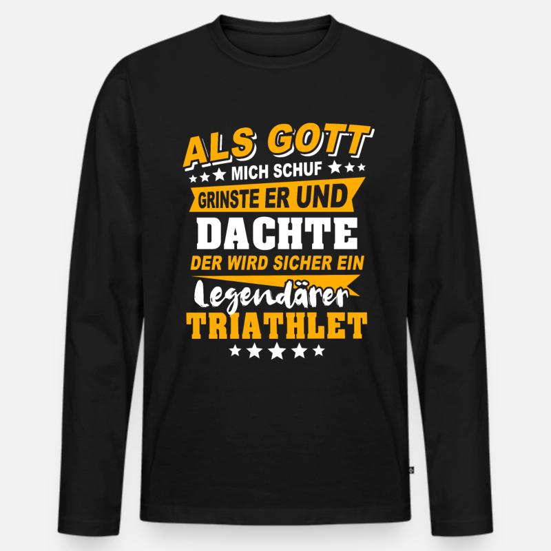Triathlet Triathlon - Männer Premium Bio Langarmshirt - Schwarz