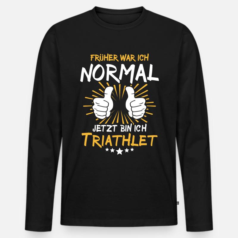 Triathlet Spruch - Männer Premium Bio Langarmshirt - Schwarz